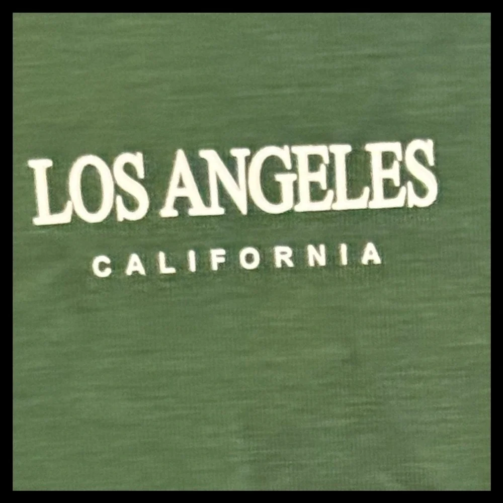 NWOT SHEIN 6Y Los Angeles California 3 Piece Set Green Shirt Shorts Bucket Hat